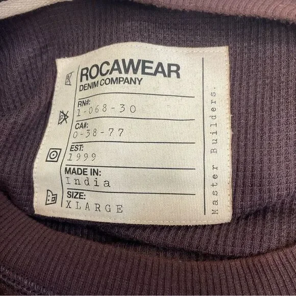 Rocawear Men's Brown Thermal Waffle Knit Long Sleeve Logo Graphic Top Size XL - Picture 10 of 10